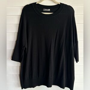 Anthropologie Black Oversized 3/4 length sleeve Merino wool sweater